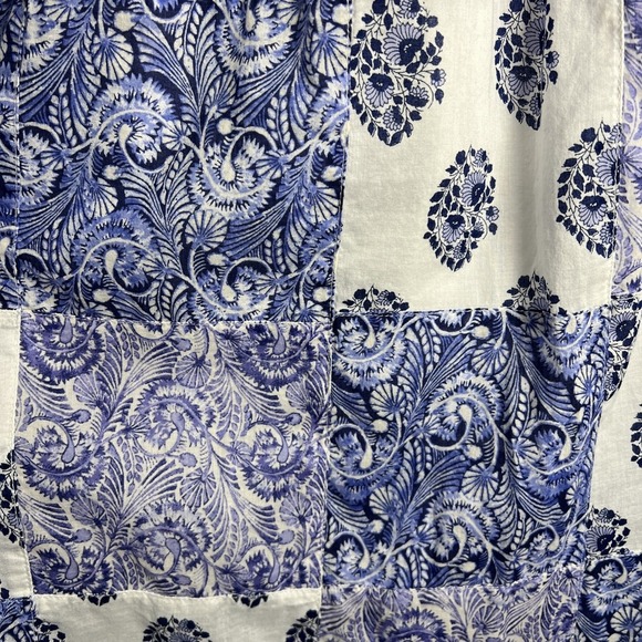 J. Crew Patchwork Side Slit Pull On Cotton Maxi Skirt Size Small Blue & White - Picture 9 of 11